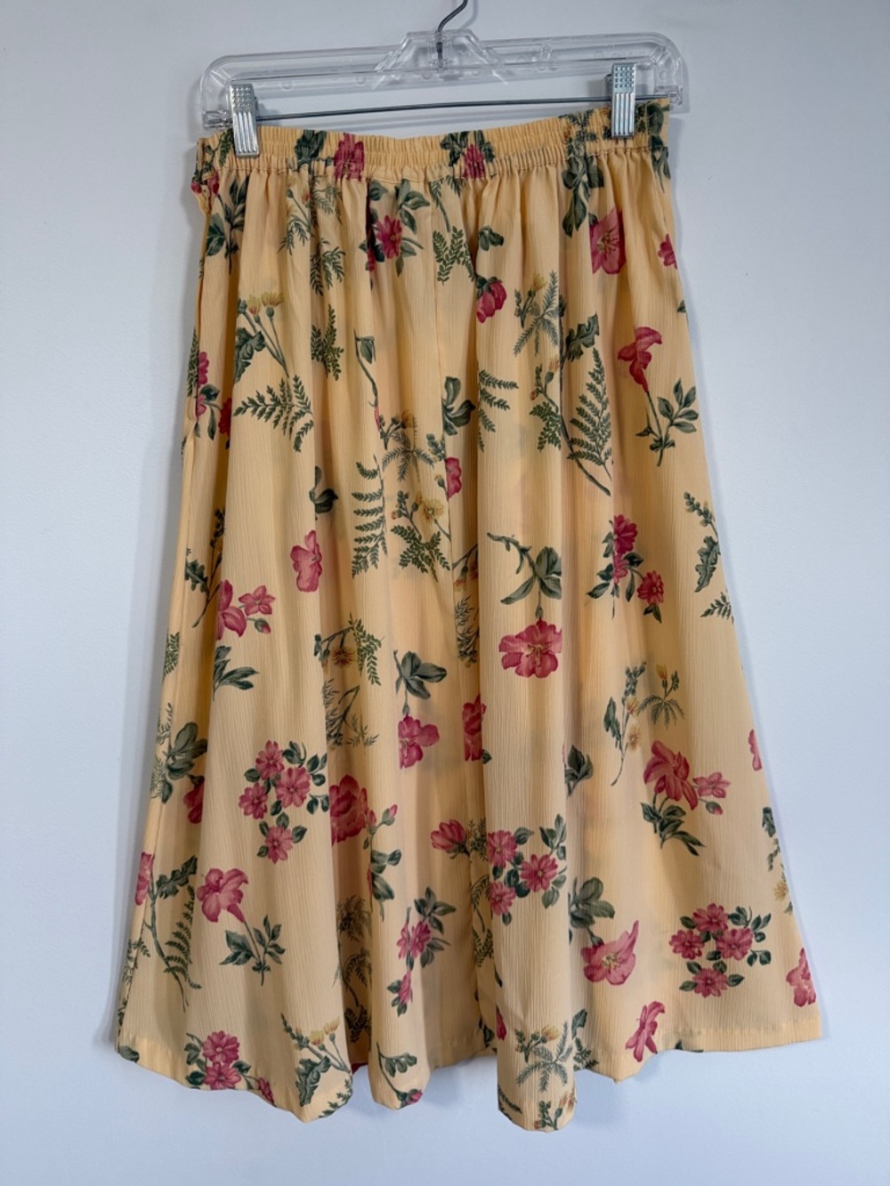 Alfred Dunner Yellow Floral Midi Skirt with Pink & Green Print SZ10 - Picture 2 of 13
